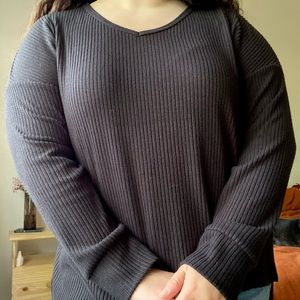 Plus Size Oversized Black Long Sleeve Top, American Eagle, XL